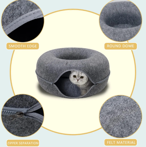 Four Seasons Wool Felt Cat Tunnel & Bed